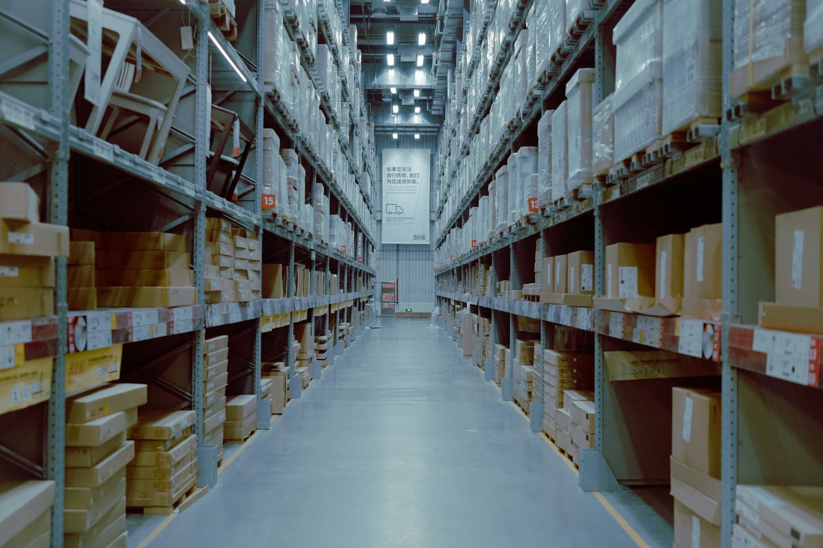 A large warehouse of racked storage bays